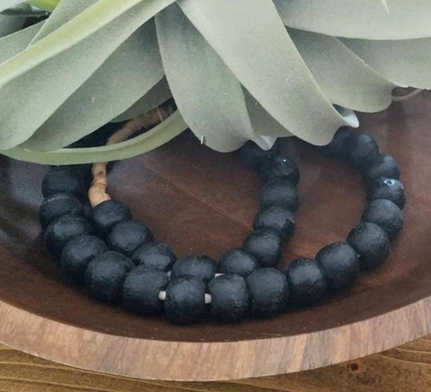 Charcoal African Glass Bead String