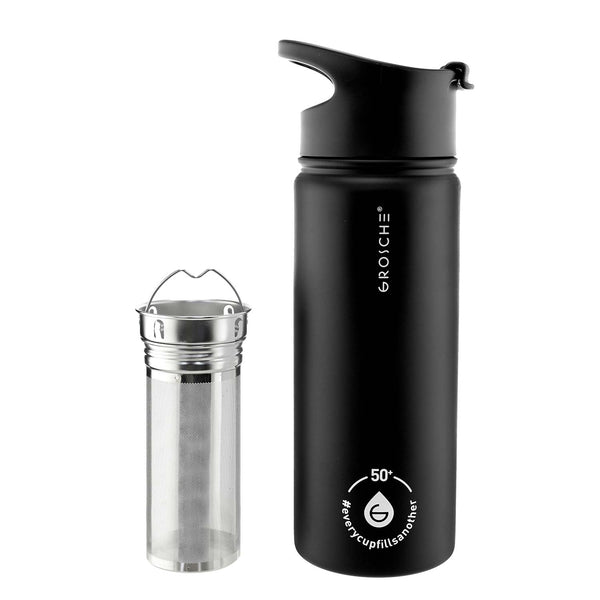 CHICAGO steel water bottle/infuser flask - black