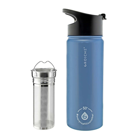 CHICAGO steel water bottle/infuser flask - slate blue