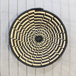 Kenya woven basket - natural and black zigzag design