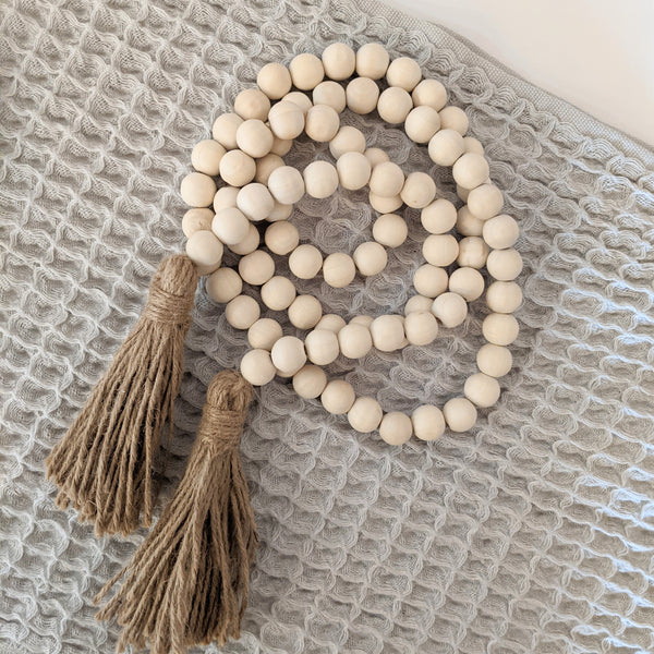 white wood beaded garland