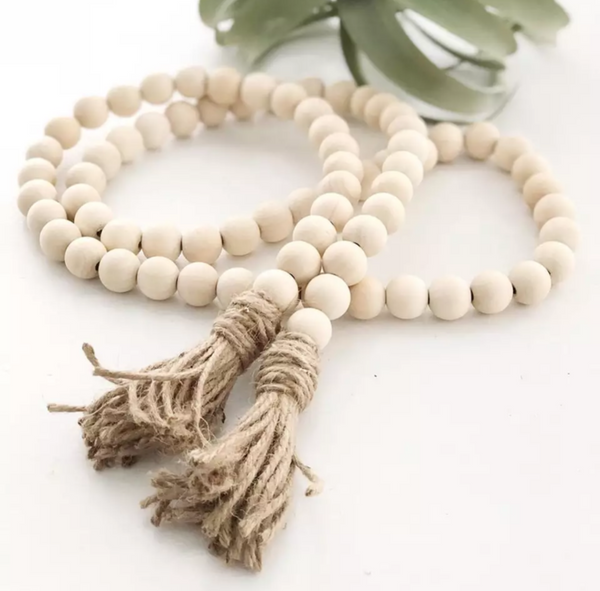 white wood beaded garland